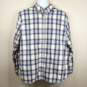 Hawker Rye Button Down Shirt Men's Size XL Short Blue Plaid Stretch Long Sleeve